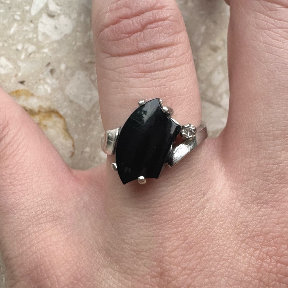 Avant Garde Onyx Diamond White Gold Vintage Ring
